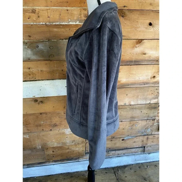 The North Face Fleece Jacket Women’s M Charcoal Hi Collar Full Zip Pockets - Picture 7 of 10